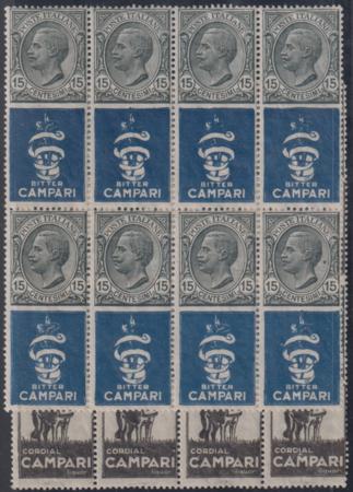 Italy 96b - 96c F - VF Mint NH Blocks of 8 Campari Advertising Stamps cv $144++