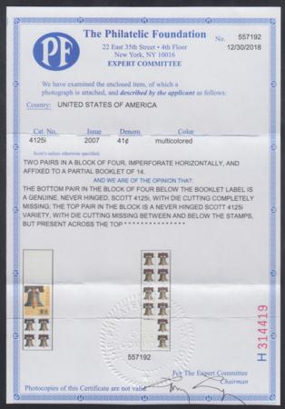 US 4125i Error VF Mint 2 Error Pairs in Partial Pane - 2018 PFC
