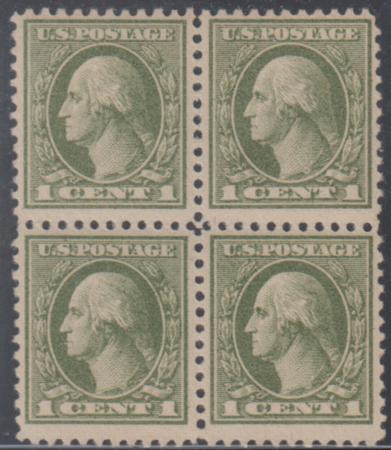 US 525 Washington / Franklin F - VF NH/LH Block of 4 cv $70