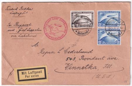 Germany 1930 So. Am  Pan Am flight to Lakehurst  with C38 - C39 S.57N