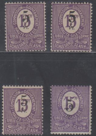 Upper Silesia 10, 10a-c Ave - F - VF Mint LH Types I - IV, All Signed cv $400