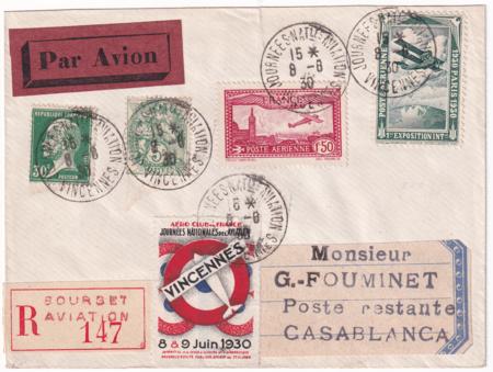 France 1930 Inter Air Post Exhibition Cover to Casablanca