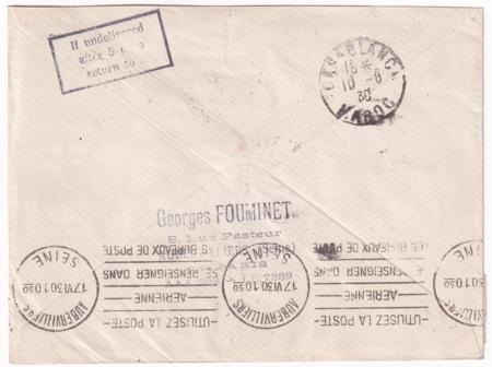 France 1930 Inter Air Post Exhibition Cover to Casablanca