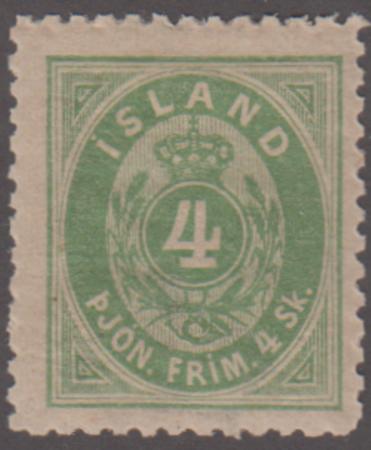 Iceland O3 F - VF NH Light Green Shade cv $350