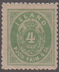 Iceland O3 F - VF NH Light Green Shade cv $350