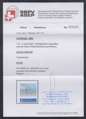 Switzerland 1170var XF NH 2004 Booklet Imperf Single SBPV Cert cv $2,400