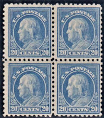 US 438 Washington / Franklin F - VF Mint NH/H Block of 4 cv $1,300