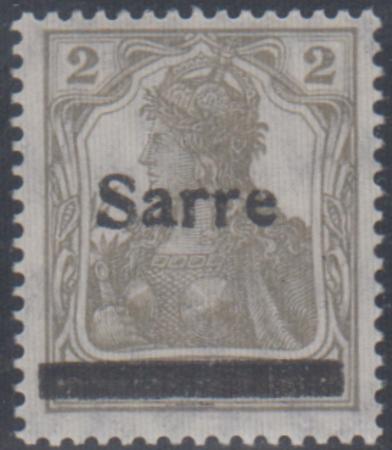 Saar 1a F - VF Mint NH Type II Overprint with Thin Control Mark Below Bar - Rare! cv $375