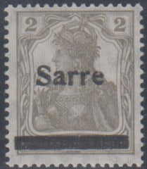 Saar 1a F - VF Mint NH Type II Overprint with Thin Control Mark Below Bar - Rare! cv $375