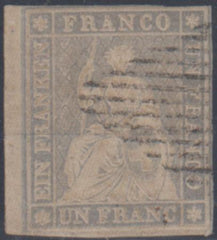 Switzerland 30 F - VF Used 3 3/4 Frame Lines, Left Sheet Margin, Light Cancel, cv $1,000