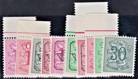 Belgium 408-21, O55, VF Mint NH Regular and Precancel Set of 10 - Very Rare Assembly - cv £432.25