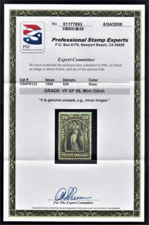 US PR123 Newspaper VF - XF Unused NH PSE 85 Cert cv $145