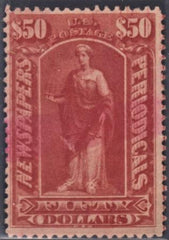US PR124 Newspaper F - VF Used Red Brush Cancel cv $400