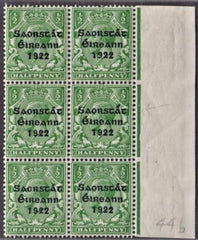 Ireland 44b XF NH Accent Added in Margin Block of 6