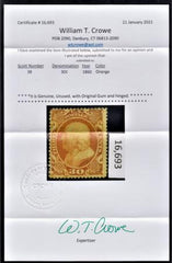 US 38 Early Classics Fine Mint LH OG, Rich Orange Color - PF + Crowe Certs cv $1,900