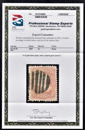 US 85 Early Classics VF+ Used Exceptionally Well Centered With Full Perfs and Large Margins - PSE Cert cv $1,100