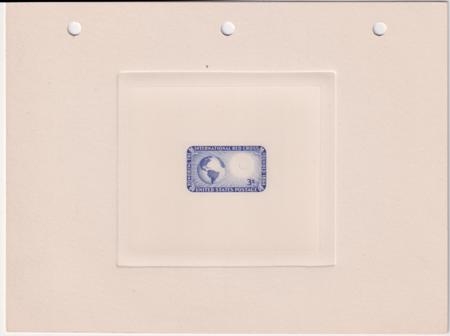 US 1016-E1 3c Red Cross Issue Die Proof in Blue