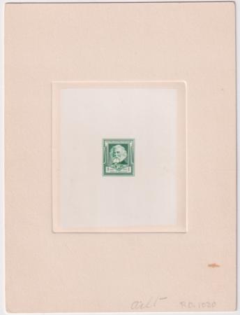 US 864P1 1c Longfellow Large Die Proof in Green on India