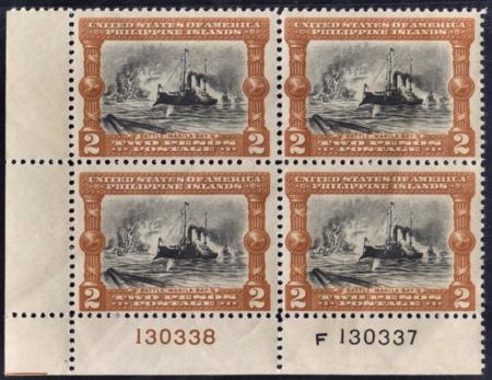 US Possessions - Philippines 444 F - VF Unused NH LL Corner Plate # Block cv $110