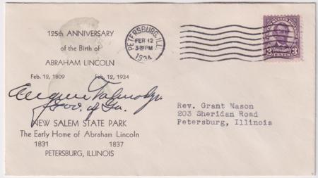 US 555  Autographed Cover, GA Governor, Eugene Talmadge