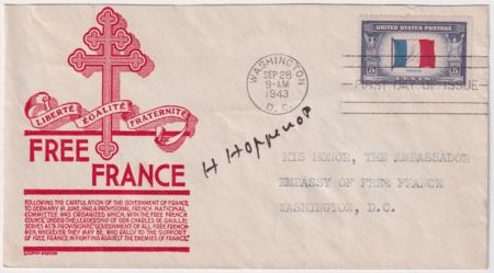 US 915 Autographed FDC, Henri Hoppenot, French  Ambassador