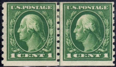 US 412 Washington / Franklin F - VF Mint Hinged Line Pair cv $120