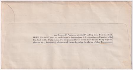 US 932   Autographed FDC  Signed by James F. Byrne, Sec. of State