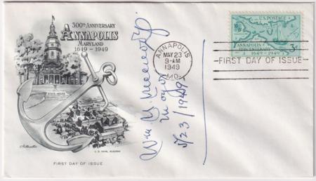 US 984 Autographed FDC Signed by William McCready, Mayor of Annapolis