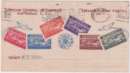 Guatemala 1930 "Memorandum Postal'  Preprinted Cover C7 Style Imprinted Stamps