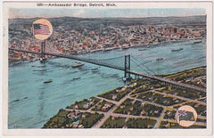 US 1930 C13  XF Zeppelin Flight PPC , Picture of Ambassador Bridge