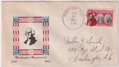 US IIinois, Henton 703 Fancy Cancel Cover, George Washington in Red