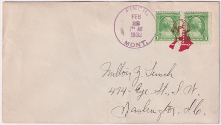 US Montana, Finch 705 Fancy Cancel Cover, Geo Washington Bust