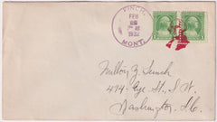 US Montana, Finch 705 Fancy Cancel Cover, Geo Washington Bust