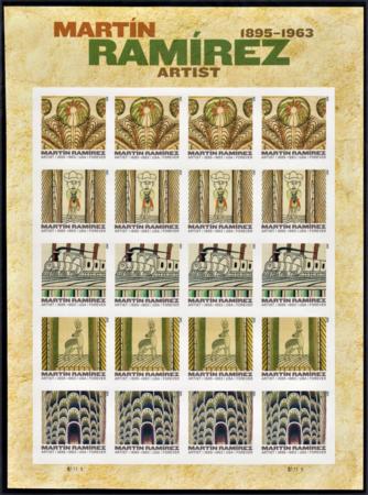US 4968-72b Modern Imperf Martin Ramirez Sheet