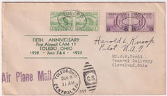 US 1933 728 & 729 Anniversary Flight Signed by Pilot, Harold L. Knoop