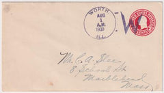 US Illinois, Worth U429 Fancy Cancel Cover, Large W Cancel