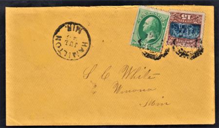 US 119, 147 on Registered Cover - Hamilton, Mann Minn to Winona, Minn cv $800