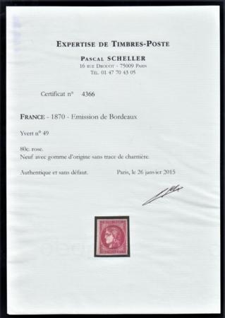 France 48 XF NH Pristine OG, Rich Color Signed + 2015 Scheller Cert