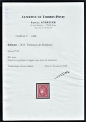 France 48 XF NH Pristine OG, Rich Color Signed + 2015 Scheller Cert