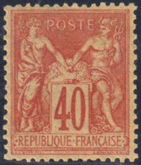 France 95b XF Mint NH Pristine OG - Pale Orange Red cv $145