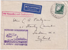 Germany 1935 Catapult Cover Europa - Southampton