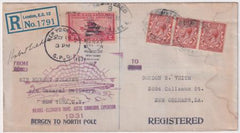 Great Britain / US 1931 Reg. Trans-Arctic Sub Cover signed by Hubert Wilkens