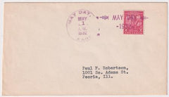 US Kansas, May Day 707 Fancy Cancel Cover