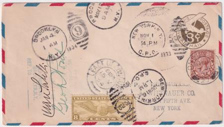 US 1933-34 Pond-Sabelli Transatlantic Flight to Rome, Crash inI reland to London, to NY