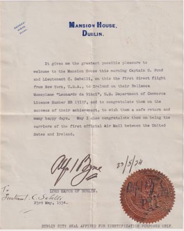 US 1934 Pond-Sabelli Transatlantic Flight to Rome, Crash in Italy, to London, to NY