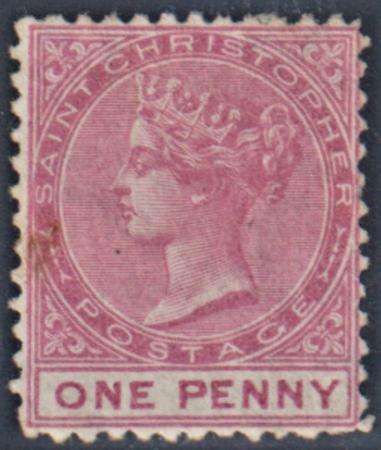 St. Christopher 1 Fine Mint Unused No Gum - Dull Rose cv $90