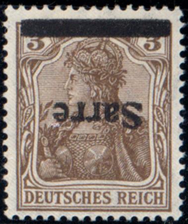 Saar 3c VF Mint NH Inverted Overprint, Signed Burger + Dub - Rare! cv $525