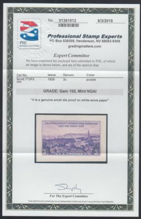 US 773P2 Superb Mint Proof PSE Gem 100 Cert - White Wove