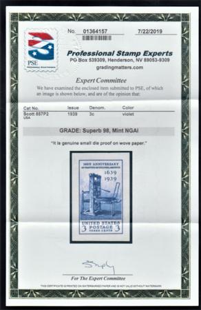 US 857P2 Superb Small Die Proof on White Wove - PSE 98 Cert
