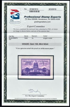 US 896P2 Superb Small Die Proof on White Wove - PSE 100 Cert